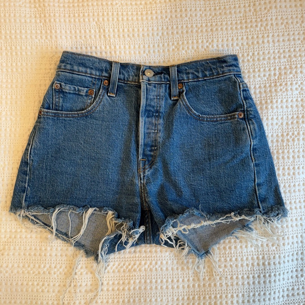 Denim Frayed Hem Women Shorts